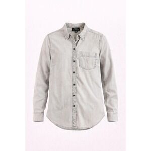 Lucky Brand Boyfriend Tencel Shirt Gray Long Sleeve Button Down Women's Size S